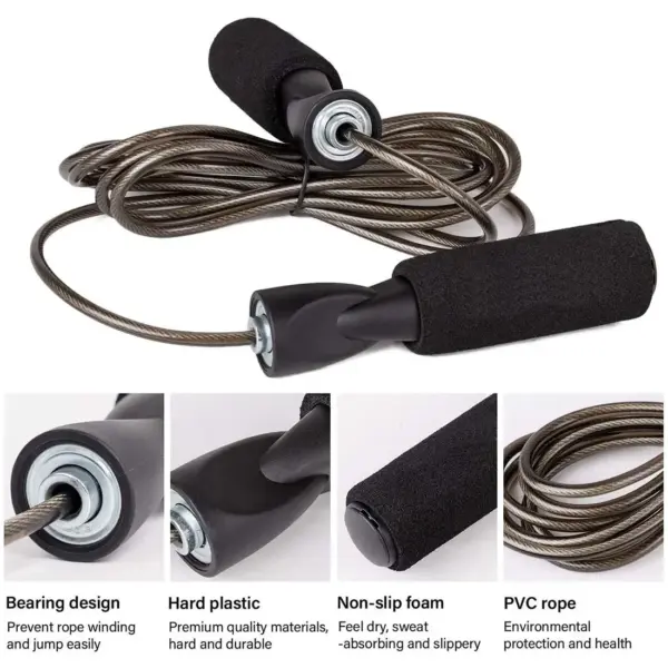 Steel Cable Jump Rope – Adjustable Speed Rope for Boxing, CrossFit & Cardio - Image 3